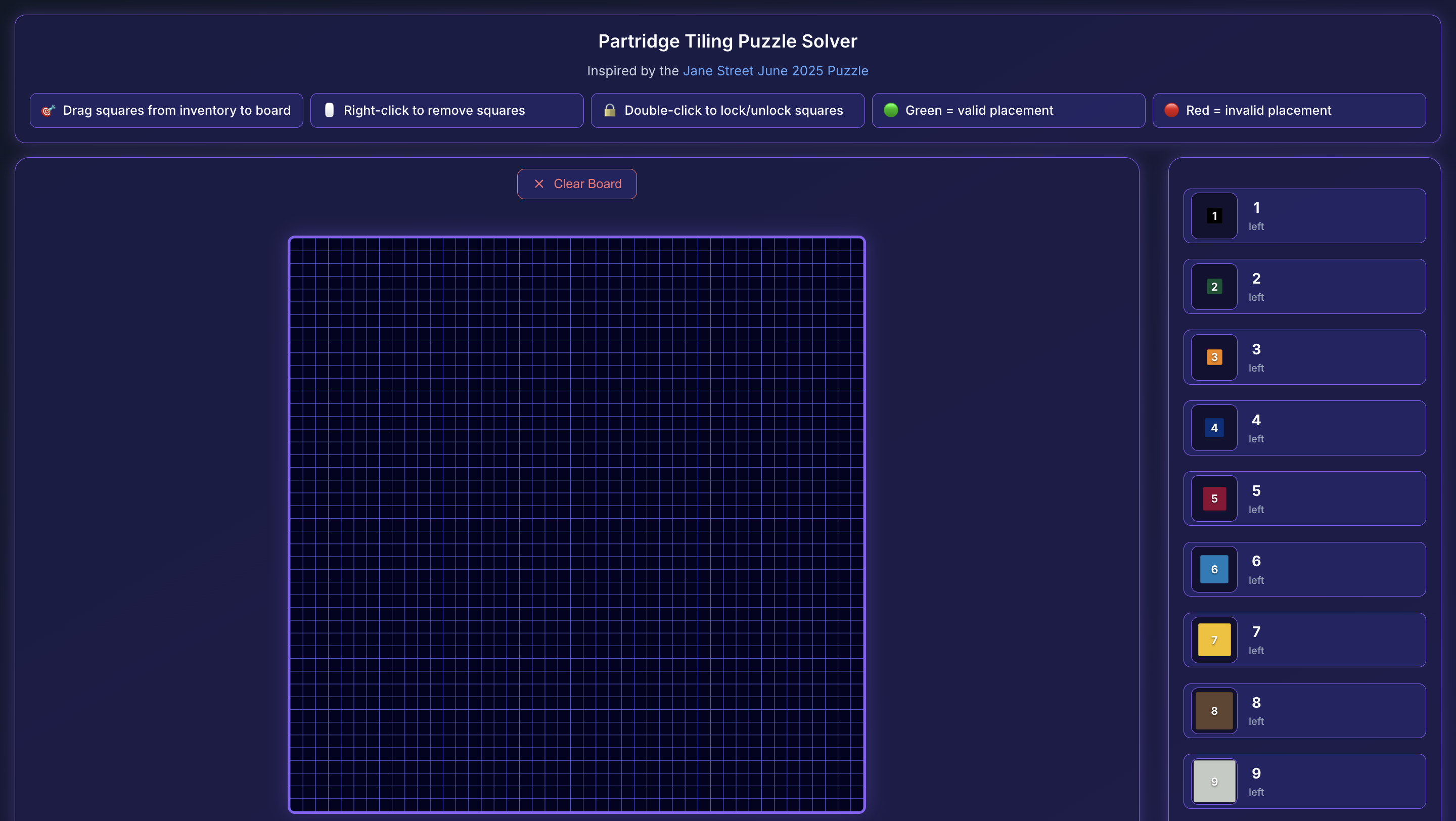 Partridge Tiling Puzzle Solver preview